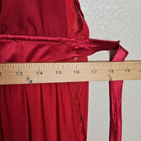 Oh La La Cheri Paris Red Maxi Lingerie Dress Small/Medium Drape Back Waist Cinch - Picture 12 of 12